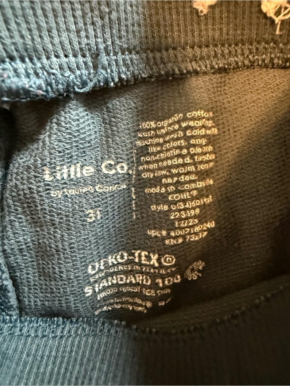 Toddler Boy Organic Cotton Drawstring Shorts - Blue & Light Olive - Picture 3 of 4